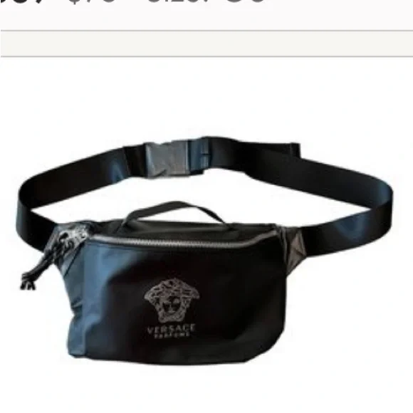 🖤 VERSACE Parfums Crossbody Waist Fanny Belt Bag Medusa Logo Black Like New! 🖤 - Picture 3 of 6
